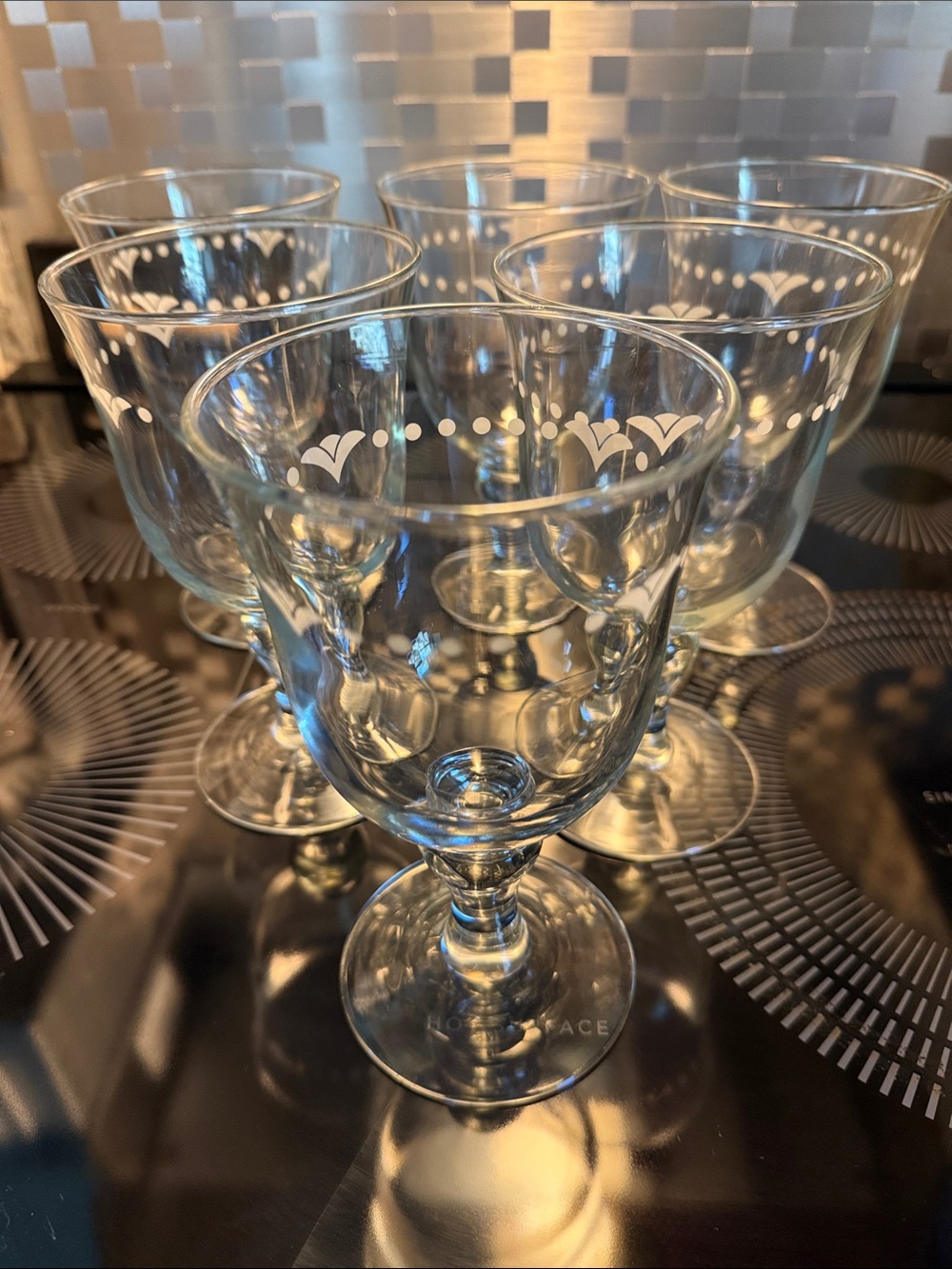 Princess House Etched Clear Glass Goblets - Set of 6